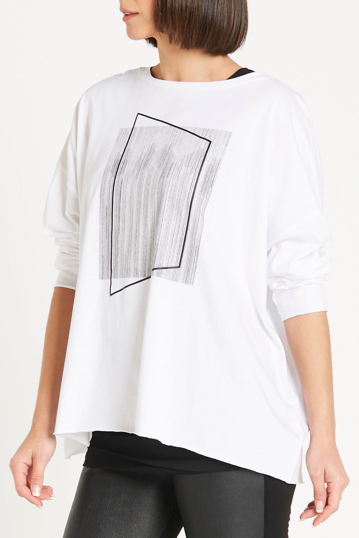 Pima Cotton Framed Luxury Boxy T - White/Black