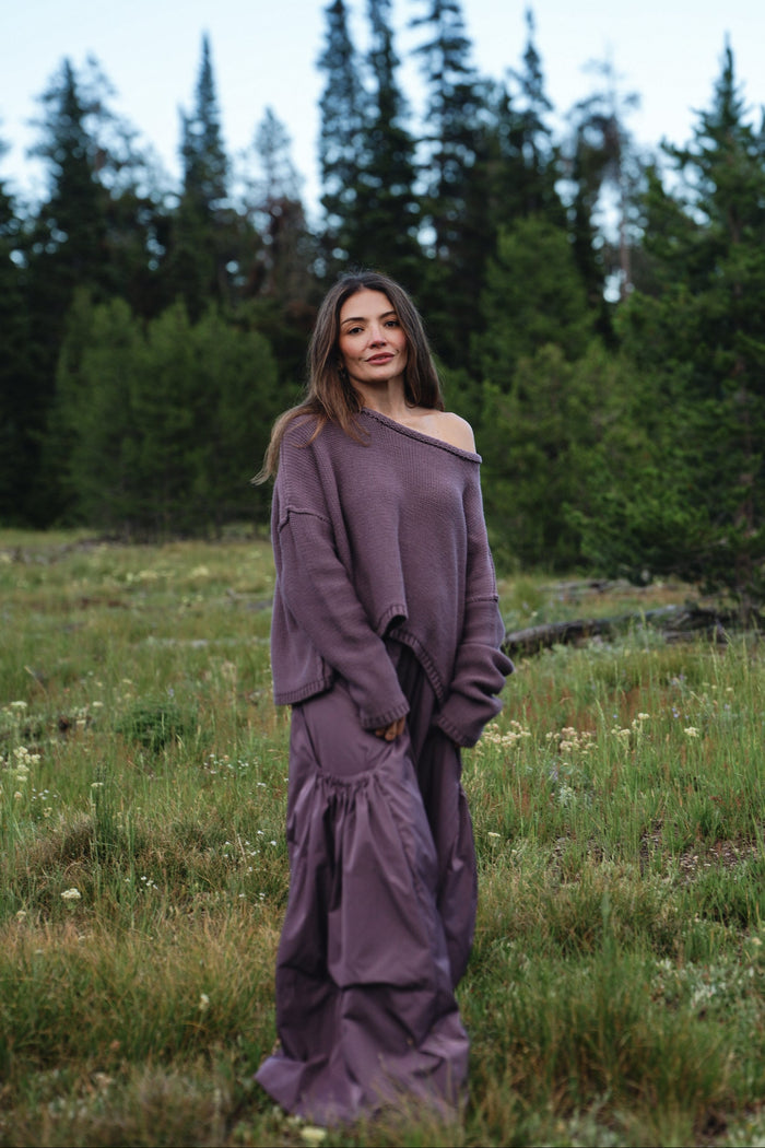 Pima Cotton Inside Out Sweater - Amethyst