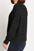 Pima Cotton Loomed Boatneck Sweater - Black