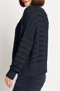 Pima Cotton Loomed Boatneck Sweater - Midnight