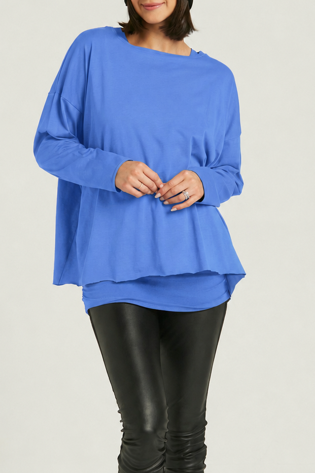 Pima Cotton Luxury Boxy T-Shirt - Cornflower