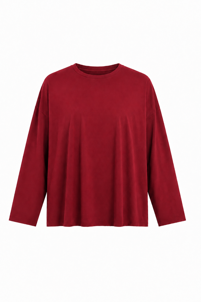Pima Cotton Luxury Boxy T-Shirt - Ruby