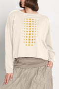 Pima Cotton Metallic Dot Dot Dot Mini Luxury Boxy T-Shirt - Stone/GoldF