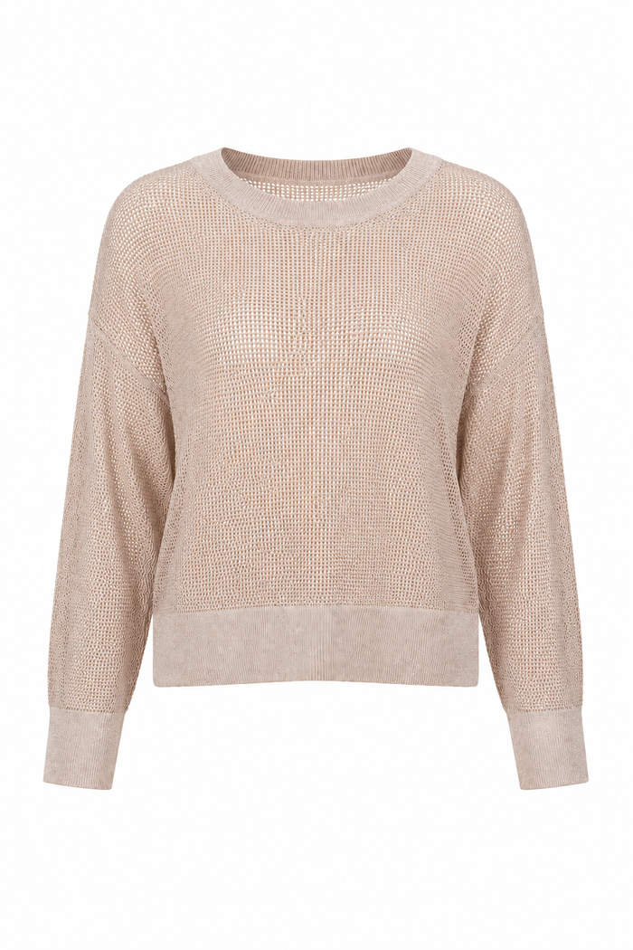 Pima Cotton Metallic Mini Seed Stitch - Blush/Silver