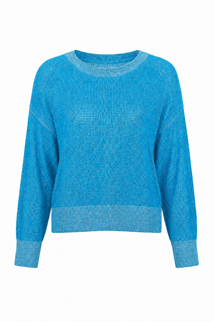Pima Cotton Metallic Mini Seed Stitch - Capri/Silver