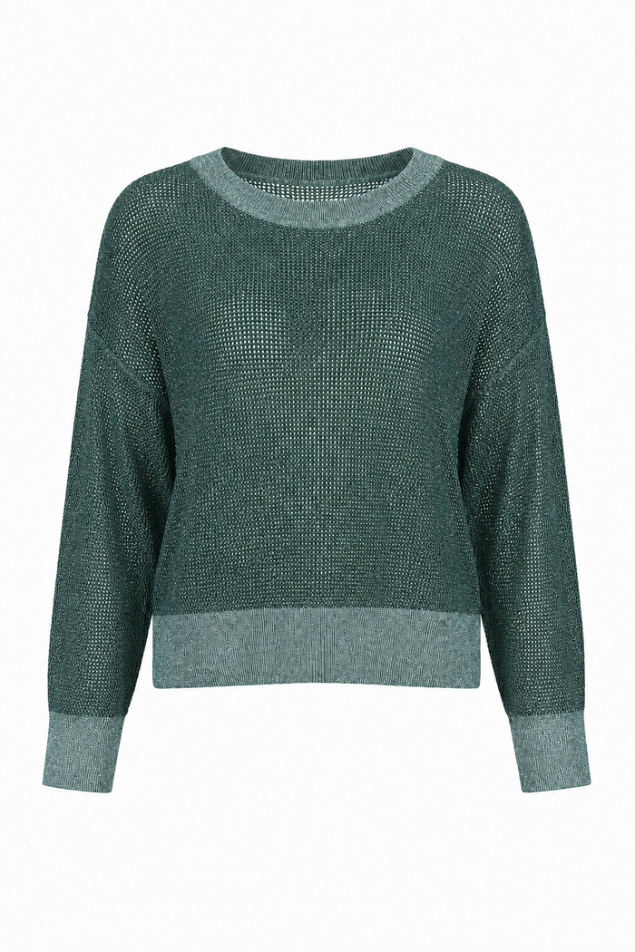 Pima Cotton Metallic Mini Seed Stitch - Evergreen/Silver