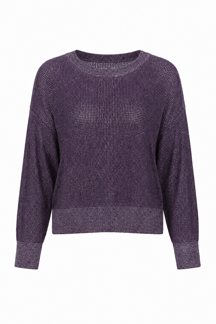 Pima Cotton Metallic Mini Seed Stitch - Plum/Silver