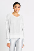 Pima Cotton Metallic Mini Seed Stitch - White/Silver