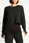 Pima Cotton Mini Knit Crewneck Sweater - Black