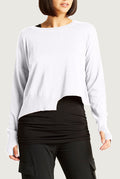 Pima Cotton Mini Knit Crewneck Sweater - White