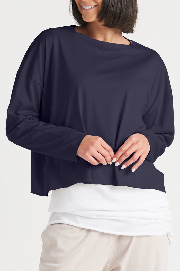 Pima Cotton Mini Luxury Boxy T-Shirt - Midnight