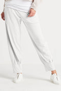 Pima Cotton Pinched Pleat Pants - White