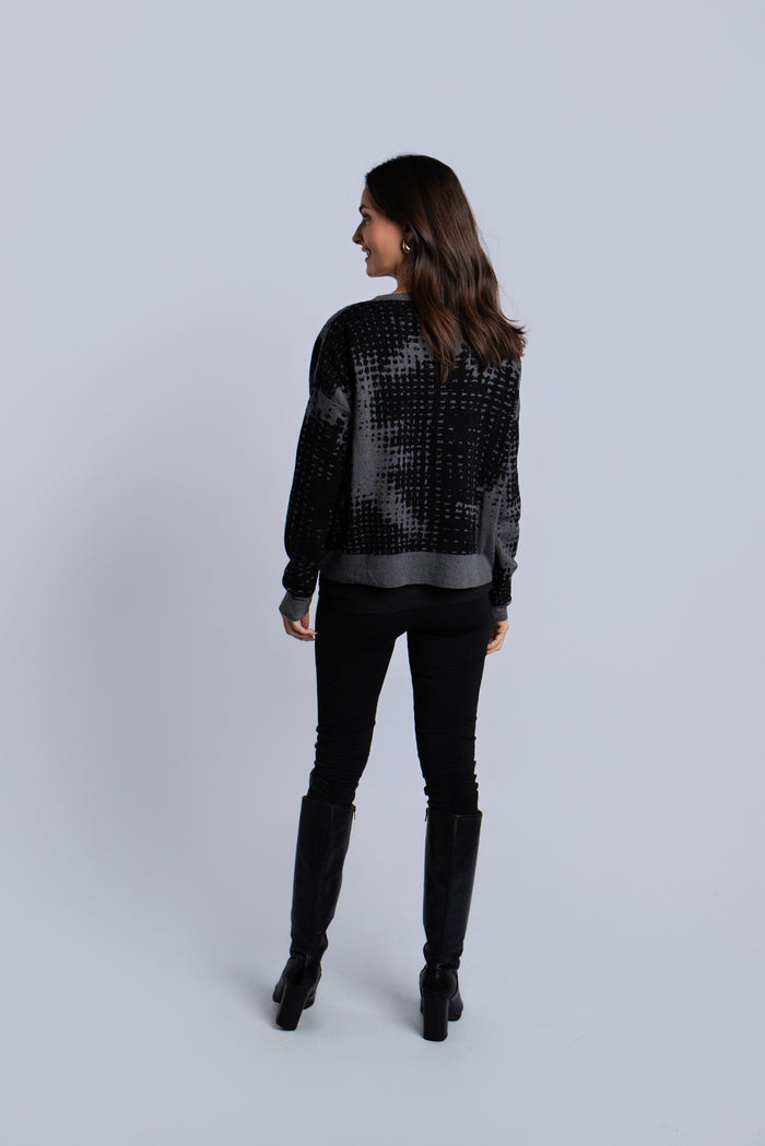Pima Cotton Pixels Sweater - Black/Asphalt