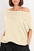 Pima Cotton Ribbed Off The Shoulder Sweater - Butter