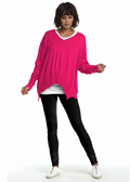Pima Cotton Ribbed V Neck Sweater - Lipstick