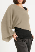 Pima Cotton Slip On Poncho Sweater - Sand