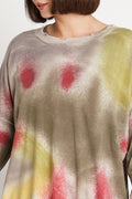Pima Cotton Spray Can Cropped Tattered Crewneck Sweater - Loden Combo