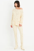 Pima Cotton Undone Boatneck Sweater - Butter