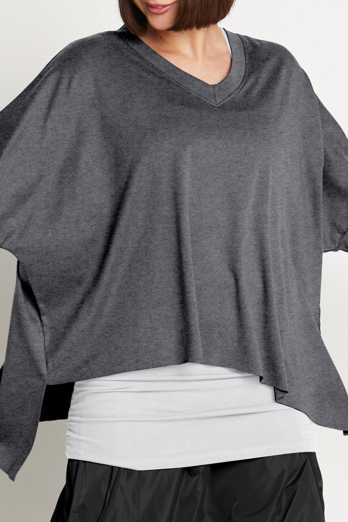 Pima Cotton V Neck Tee - Asphalt