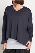 Pima Cotton V Neck Tee - Midnight