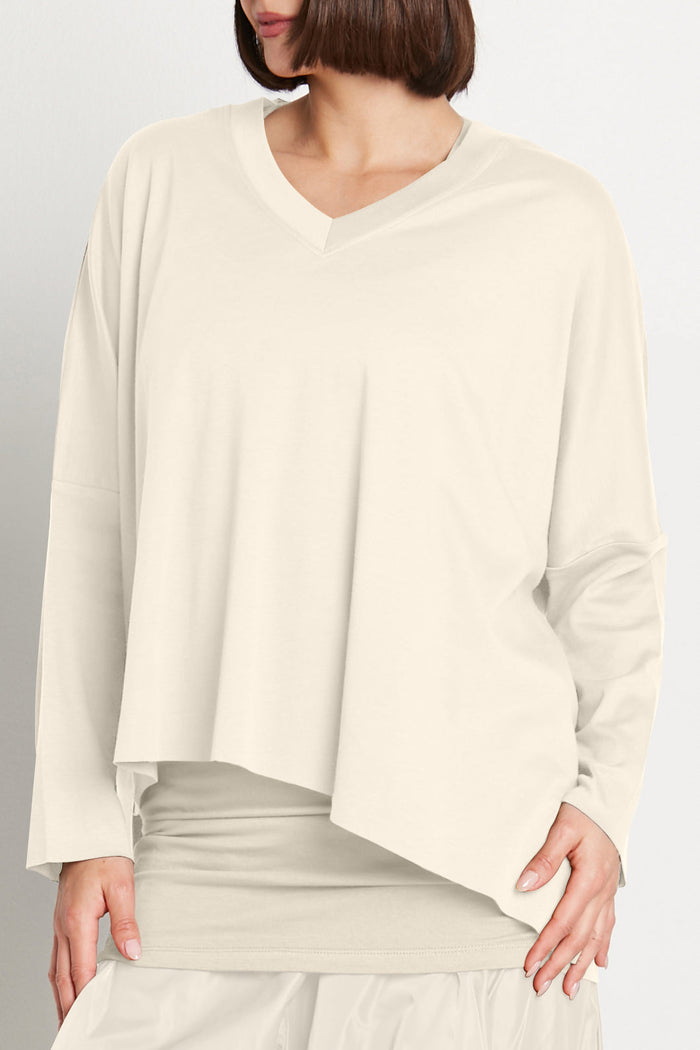 Pima Cotton V Neck Tee - Stone
