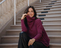 Pima Cotton Waffle Cowl Sweater - Boysenberry