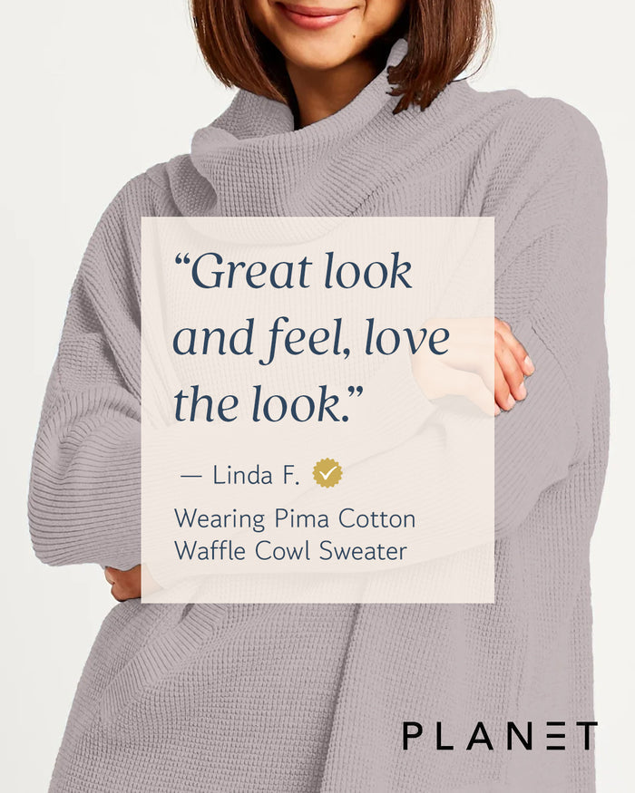 Pima Cotton Waffle Cowl Sweater - Turtle
