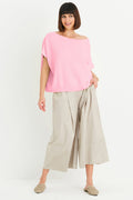 Pima Cotton Waffle Knit Tee - Bubble Gum