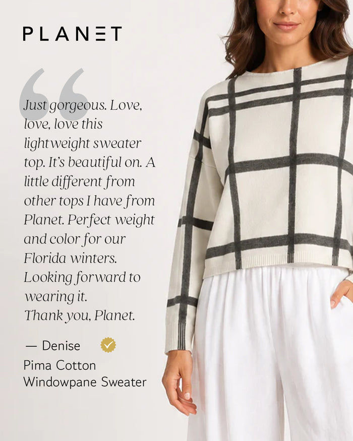 Pima Cotton Windowpane Sweater - Crudo/Black