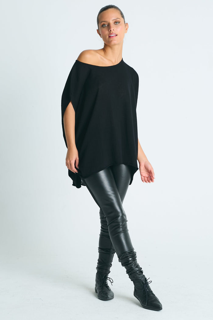 Pima Linen Bubble Knit Tee - Black
