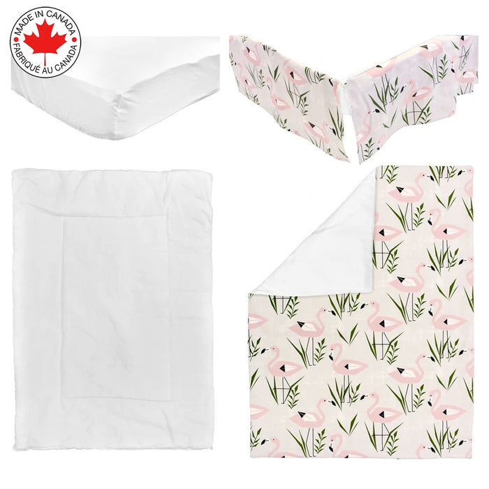 Pink Flamingo 5 Piece Bedding | Pink & White