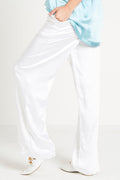Sateen Drawstring Pants - White