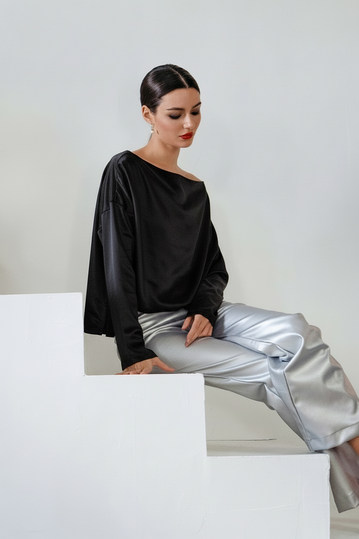 Sateen Evening Tee - Black