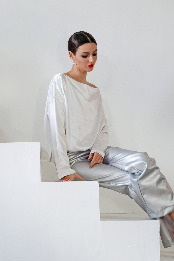 Sateen Evening Tee - White