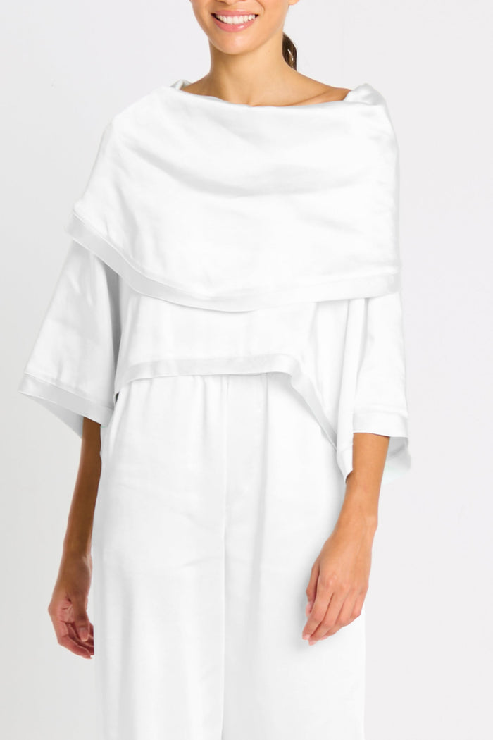 Sateen Jackie O Top - White