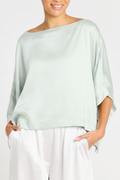 Sateen Off the Shoulder Blouse - Mint