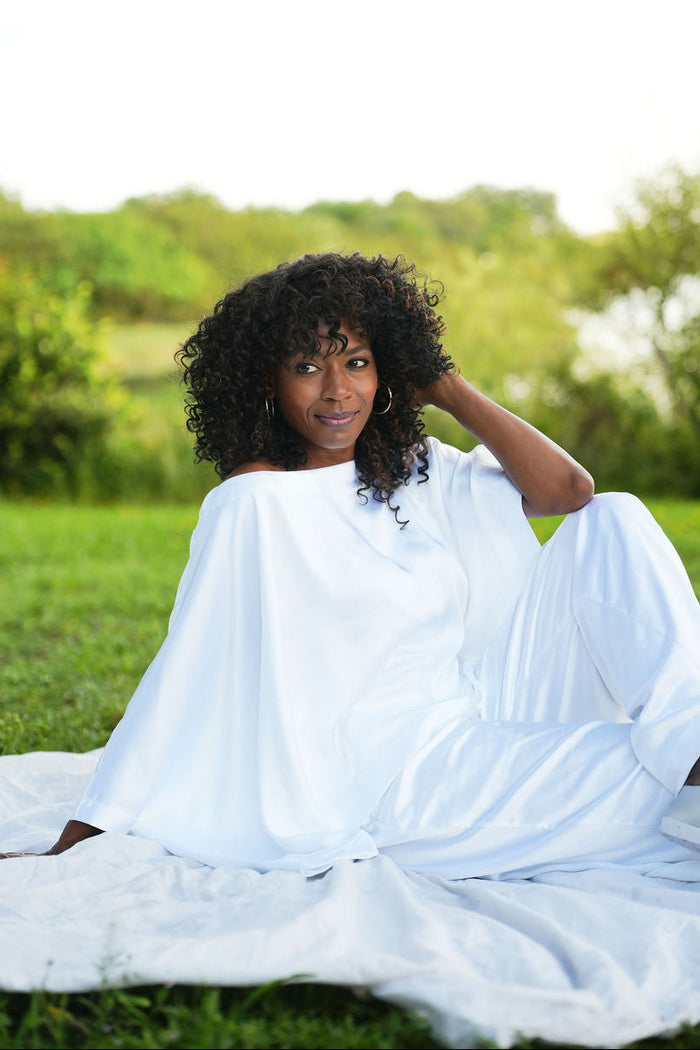 Sateen Off the Shoulder Blouse - White