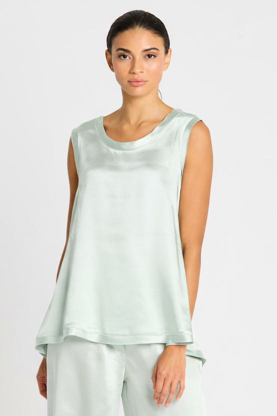 Sateen Shirttail Tank - Mint