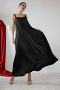 Sateen Slip Dress - Black