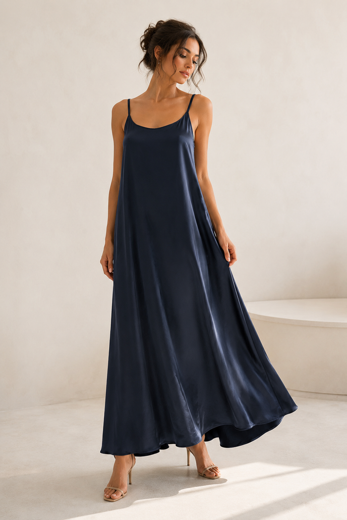Sateen Slip Dress - Midnight