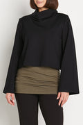 Scuba Crop Turtle Neck Top - Black