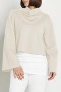 Scuba Crop Turtle Neck Top - Vanilla