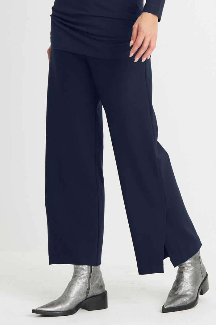 Scuba Side Slit Pants - Midnight