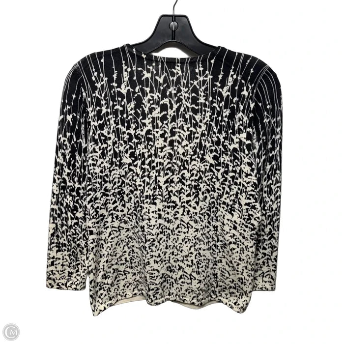 Silk-Nylon Sweater Cardigan Designer By Neiman Marcus In Black & White, Size: S
