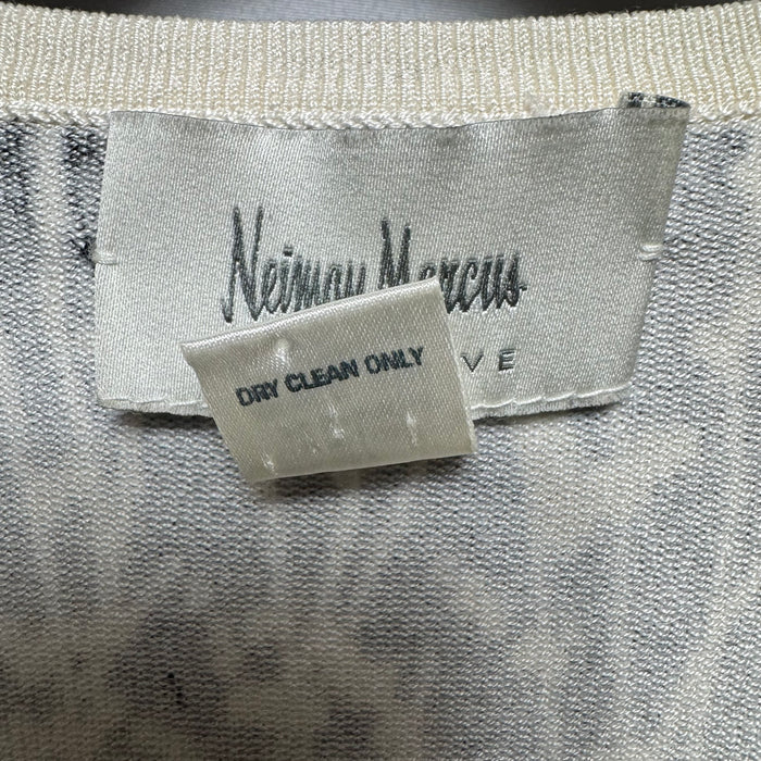 Silk-Nylon Sweater Cardigan Designer By Neiman Marcus In Black & White, Size: S