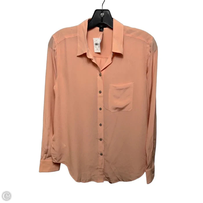 Silk Top Long Sleeve By Ann Taylor In Peach, Size: S
