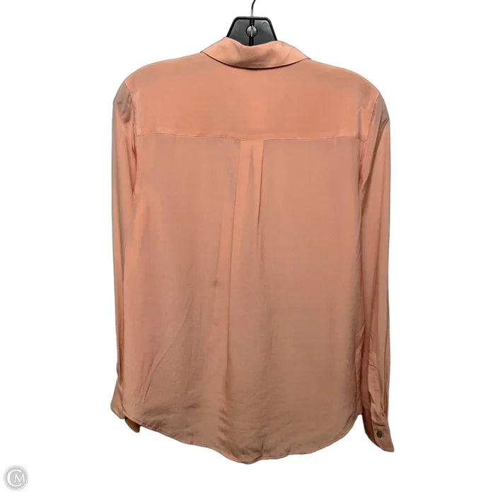 Silk Top Long Sleeve By Ann Taylor In Peach, Size: S