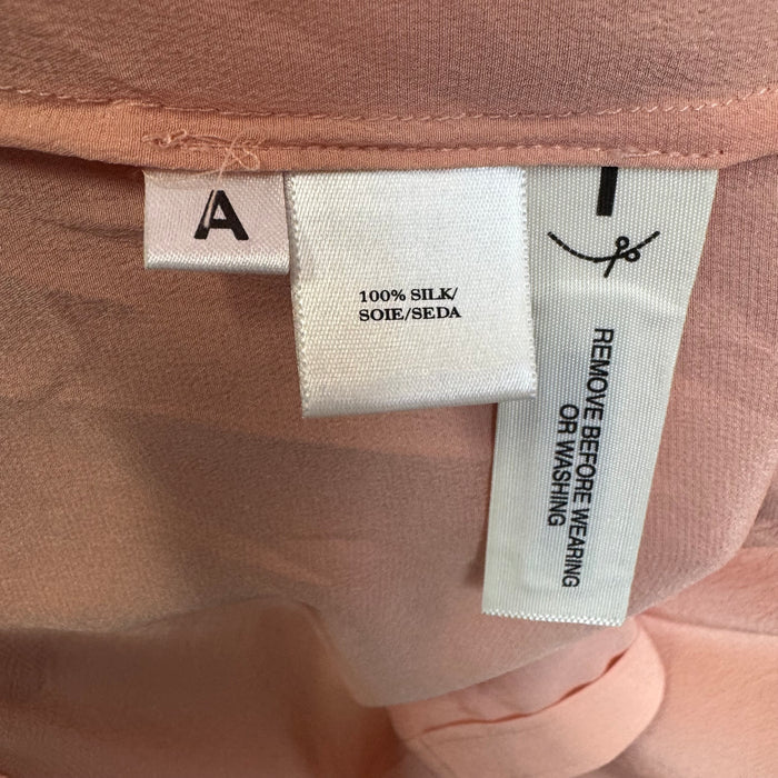 Silk Top Long Sleeve By Ann Taylor In Peach, Size: S