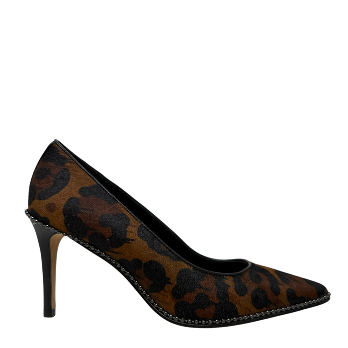 Smith Bead Chain Calf Hair Pumps Designer By Coach In Leopard Print, Size: 5.5