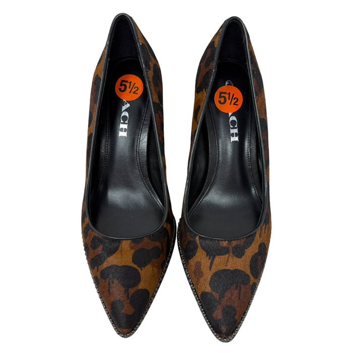 Smith Bead Chain Calf Hair Pumps Designer By Coach In Leopard Print, Size: 5.5